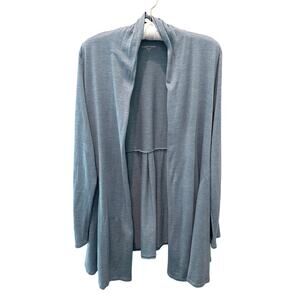 EILEEN FISHER | Blue Silk Cotton Lightweight Open Front Drape Cardigan | XL